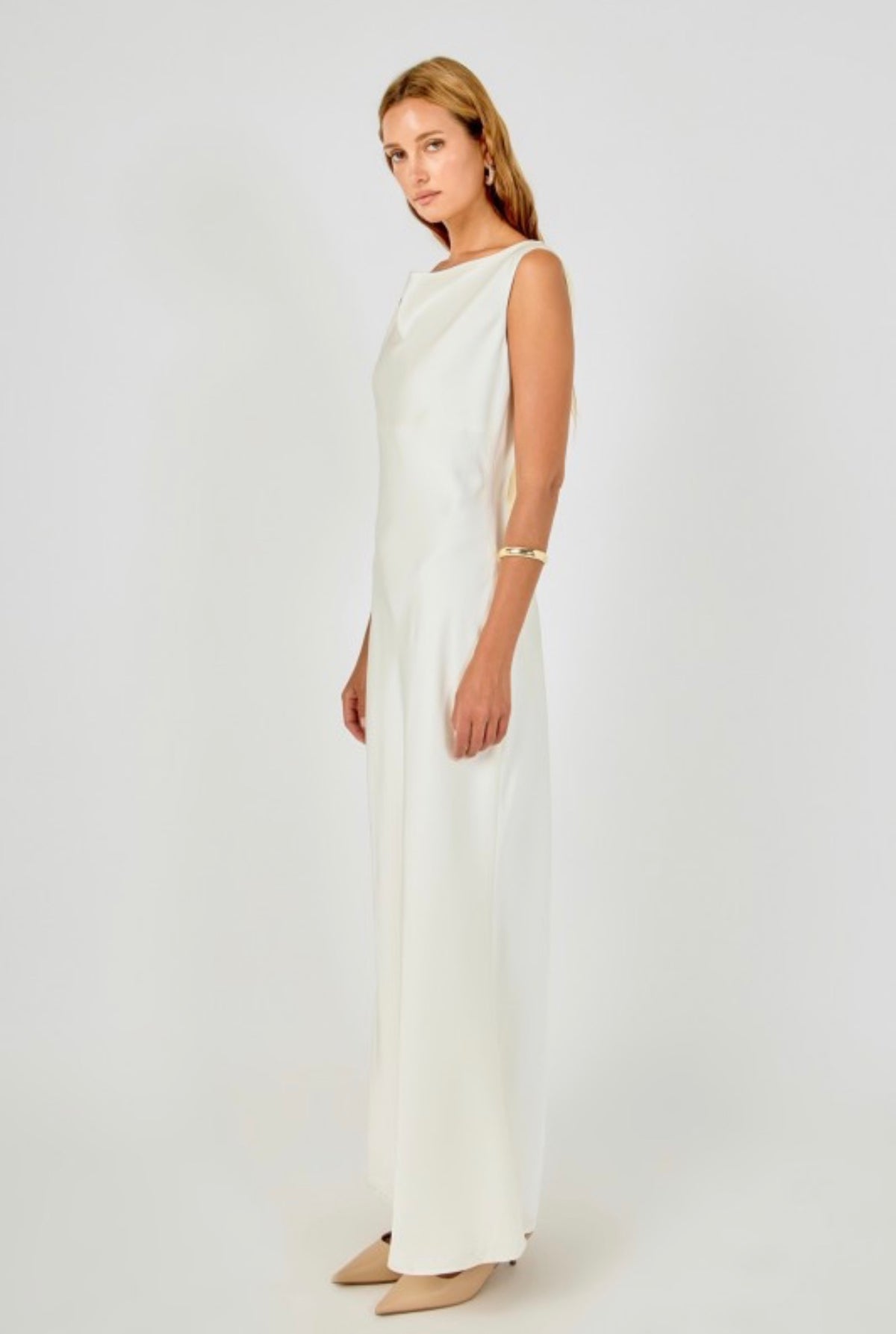 Satin Cowl Back Gown